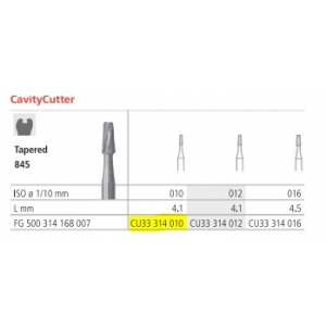 INTENSIV TC Cavity Cutter FG CU33314010 Tapered X-Cut (6) 845-010